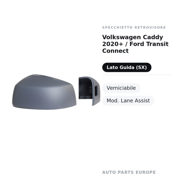 Außenspiegel Links Volkswagen Caddy 2020+ / Ford Transit Connect – Lackierbar, Mod. Lane Assist – Bild 2