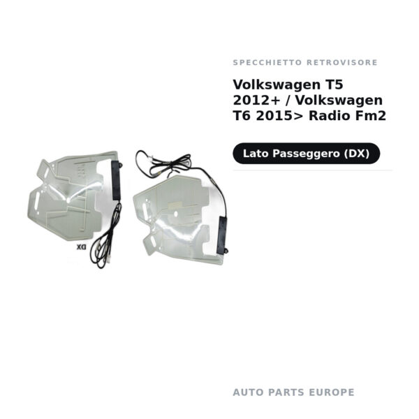 Außenspiegel Rechts Volkswagen T5 2012+ / Volkswagen T6 2015> Radio Fm2 – Bild 2