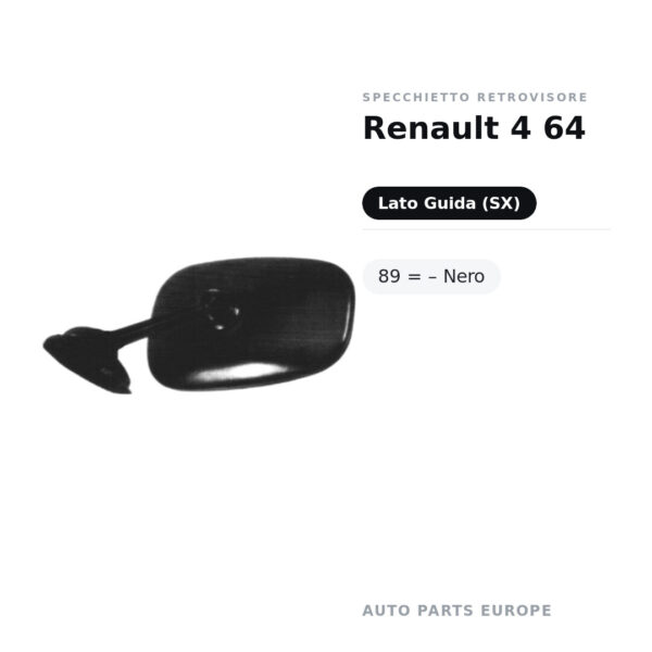 Specchietto Retrovisore Sinistro Renault 4 64-89 = – Nero – foto 2