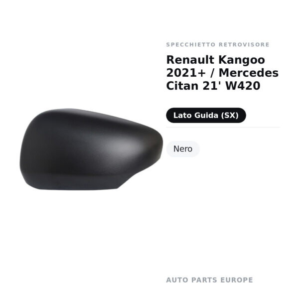 Außenspiegel Links Renault Kangoo 2021+ / Mercedes Citan 21' W420 – Schwarz – Bild 2