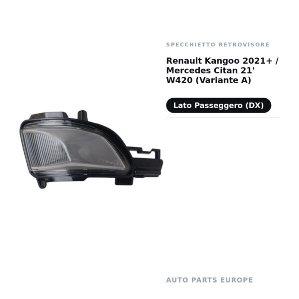 Specchietto Retrovisore Destro Renault Kangoo 2021+ / Mercedes Citan 21′ W420 (Variante A) – foto 2