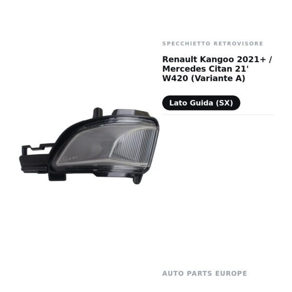 Specchietto Retrovisore Sinistro Renault Kangoo 2021+ / Mercedes Citan 21′ W420 (Variante A) – foto 2