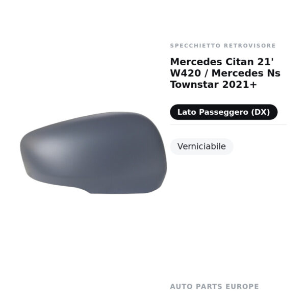 Außenspiegel Rechts Mercedes Citan 21' W420 / Mercedes Ns Townstar 2021+ – Lackierbar – Bild 2