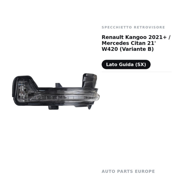 Specchietto Retrovisore Sinistro Renault Kangoo 2021+ / Mercedes Citan 21′ W420 (Variante B) – foto 2