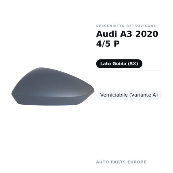 Außenspiegel Links Audi A3 2020 4/5 P – Lackierbar (Variante A) – Bild 2