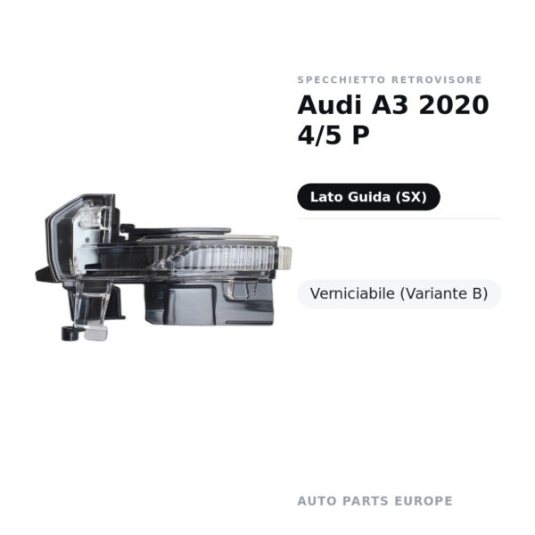 Specchietto Retrovisore Sinistro Audi A3 2020 4/5 P – Verniciabile (Variante B) – foto 2