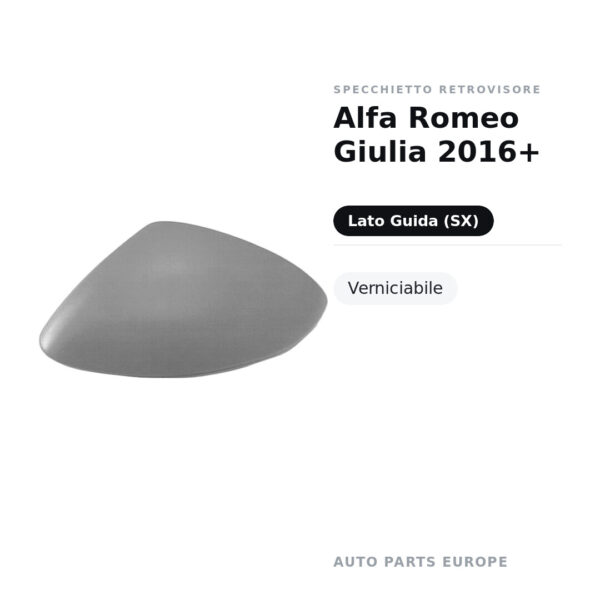 Calotta Specchietto Retrovisore Sinistro Alfa Romeo Giulia 2016+ – Verniciabile – foto 2