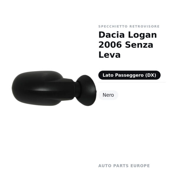 Außenspiegel Rechts Dacia Logan 2006 Ohne Hebel – Schwarz – Bild 2