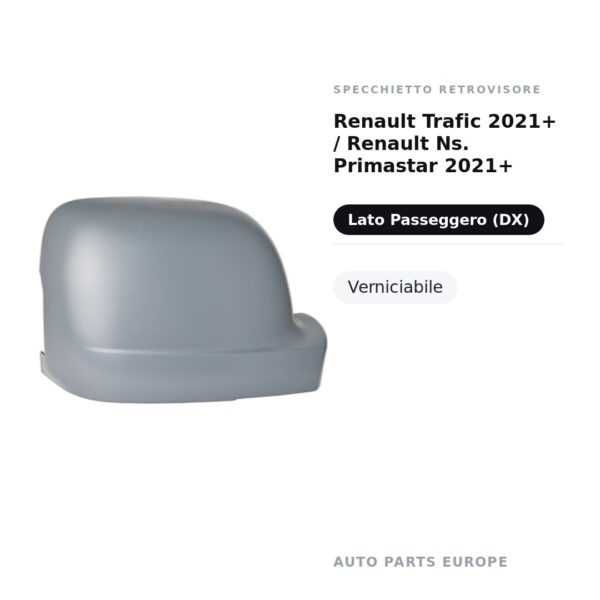 Außenspiegel Rechts Renault Trafic 2021+ / Nissan Primastar 2021+ – Lackierbar – Bild 2
