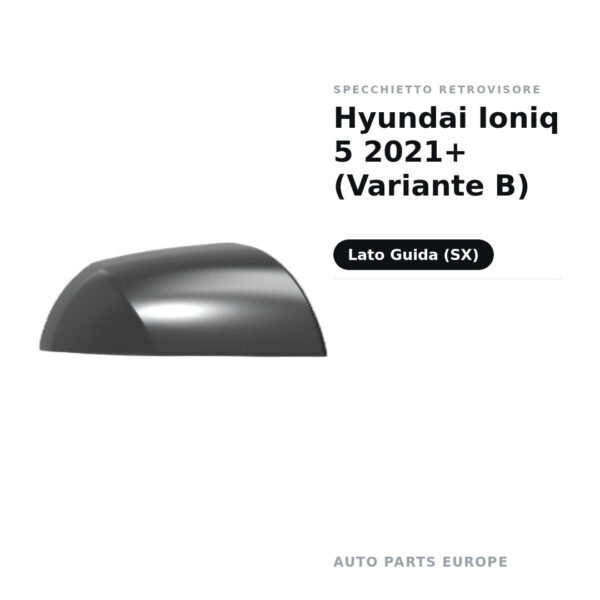Calotta Specchietto Retrovisore Sinistro Hyundai Ioniq 5 2021+ (Variante B) – Nera, Verniciabile – foto 2