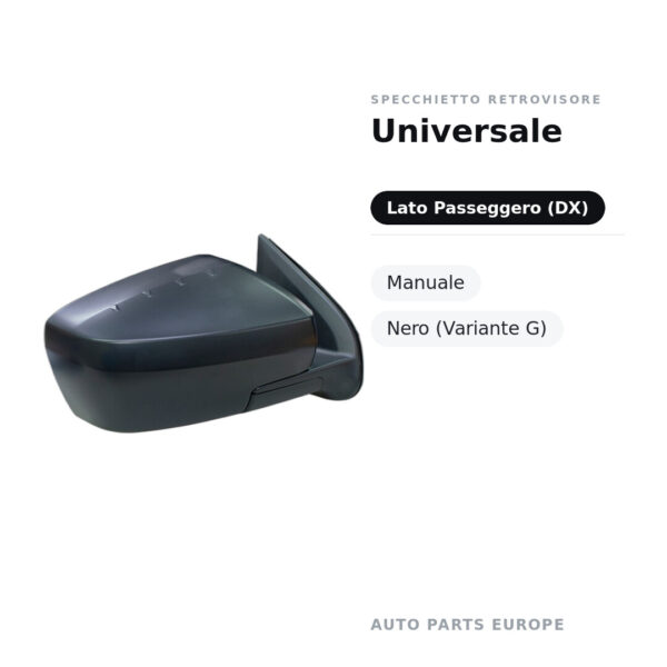 Specchietto Retrovisore Destro Universale – Manuale, Nero (Variante G) – foto 2