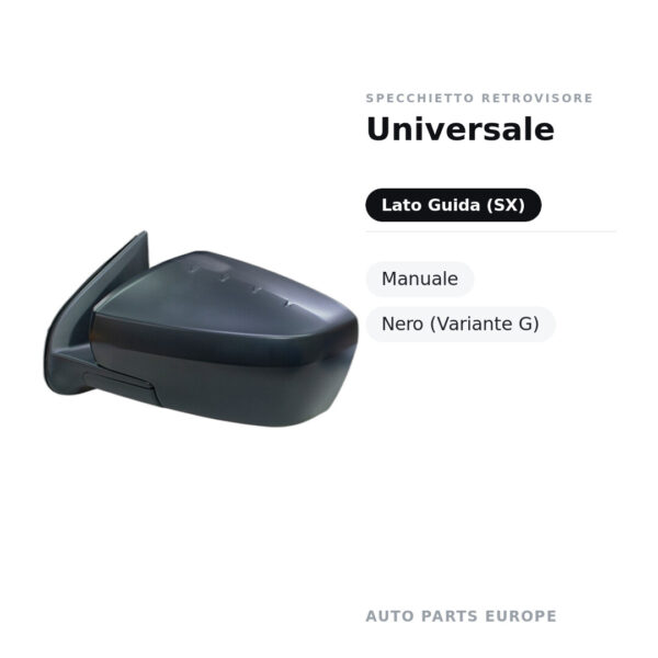 Specchietto Retrovisore Sinistro Universale – Manuale, Nero (Variante G) – foto 2