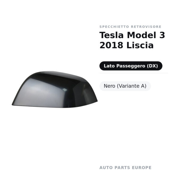 Außenspiegel Rechts Tesla Model 3 2018 Glatt – Schwarz (Variante A) – Bild 2