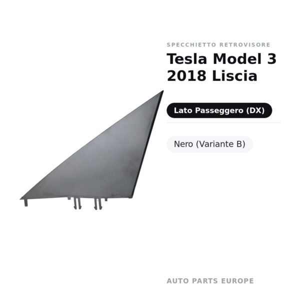 Specchietto Retrovisore Destro Tesla Model 3 2018 Liscia – Nero (Variante B) – foto 2