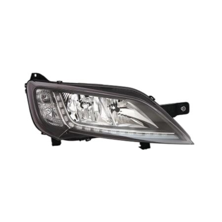 Faro Anteriore Destro Peugeot Boxer 14' – Fiat Ducato 14' Parabola Cromata Con Cornice Nera Luce Diurna Led Con Motore