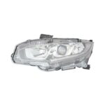 Faro Anteriore Sinistro Honda Civic 2017+ - Parabola Nera Con Motore A Led