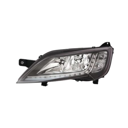 Faro Anteriore Sinistro Peugeot Boxer 14' – Fiat Ducato 14' Parabola Cromata Con Cornice Nera Luce Diurna Led Con Motore