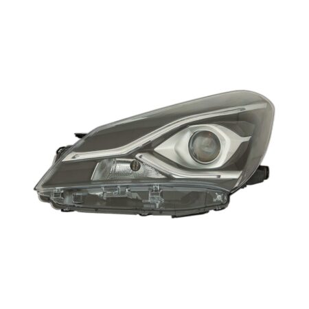 Faro Anteriore Sinistro Toyota Yaris 2017-2019 - Parabola Nera Con Lenticolare Con Luce Diurna A Led