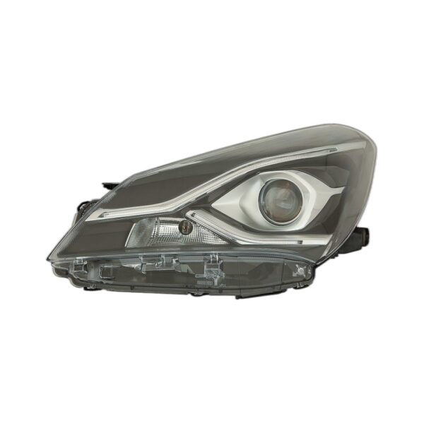 Faro Anteriore Sinistro Toyota Yaris 2017-2019 - Parabola Nera Con Lenticolare Con Luce Diurna A Led