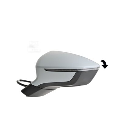 Specchietto Retrovisore Destro Seat Ateca 2016+ – Elettrico, Riscaldato, Ripiegabile, con Freccia, Angolo Cieco, 8+2 Pin, Verniciabile