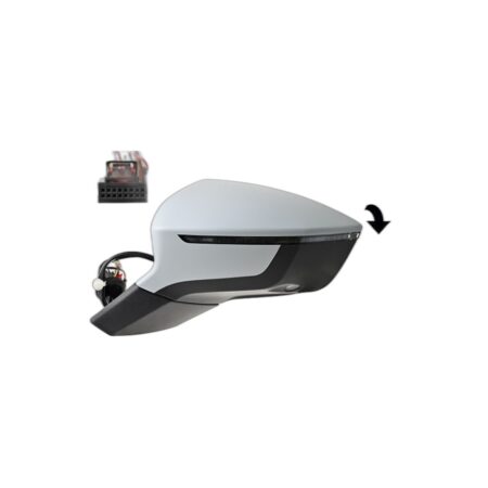 Specchietto Retrovisore Destro Seat Ateca 2016+ – Elettrico, Riscaldato, Ripiegabile, con Freccia, Memoria, Angolo Cieco, Luce Cortesia, 13+2 Pin, Verniciabile