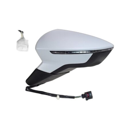 Specchietto Retrovisore Destro Seat Leon 2012+ – Elettrico, Riscaldato, Ripiegabile, con Freccia, Memoria, 12 Pin, Verniciabile