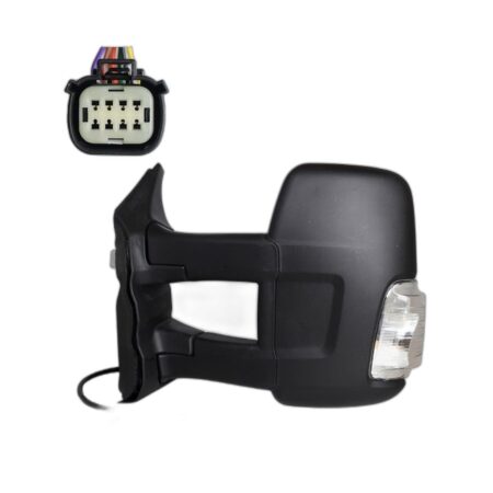 Specchietto Retrovisore Sinistro Ford Transit 2020+ – Elettrico, Riscaldato, con Freccia, 6 Pin, Nero (Variante C)