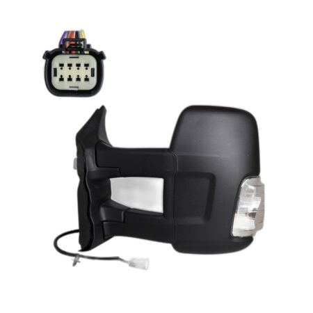 Specchietto Retrovisore Sinistro Ford Transit 2020+ – Elettrico, Riscaldato, con Freccia, 6 Pin, Nero (Variante D)