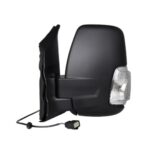 Retrovisore Sinistro Ford Transit 2020+ - Manuale Con Fanalino Bianco Braccio Corto Nero 5W 2Pin