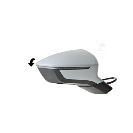 Specchietto Retrovisore Sinistro Seat Ateca 2016+ – Elettrico, Riscaldato, Ripiegabile, con Freccia, Angolo Cieco, 8+2 Pin, Verniciabile