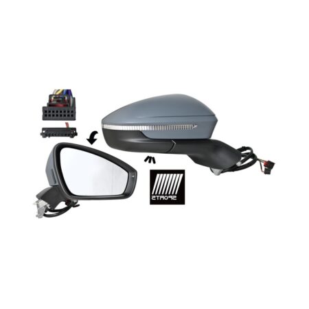 Specchietto Retrovisore Destro Skoda Enyaq 2021+ / Skoda Elroq 2024+ – Elettrico, Riscaldato, Ripiegabile, con Freccia, Luce Cortesia, 9+2 Pin